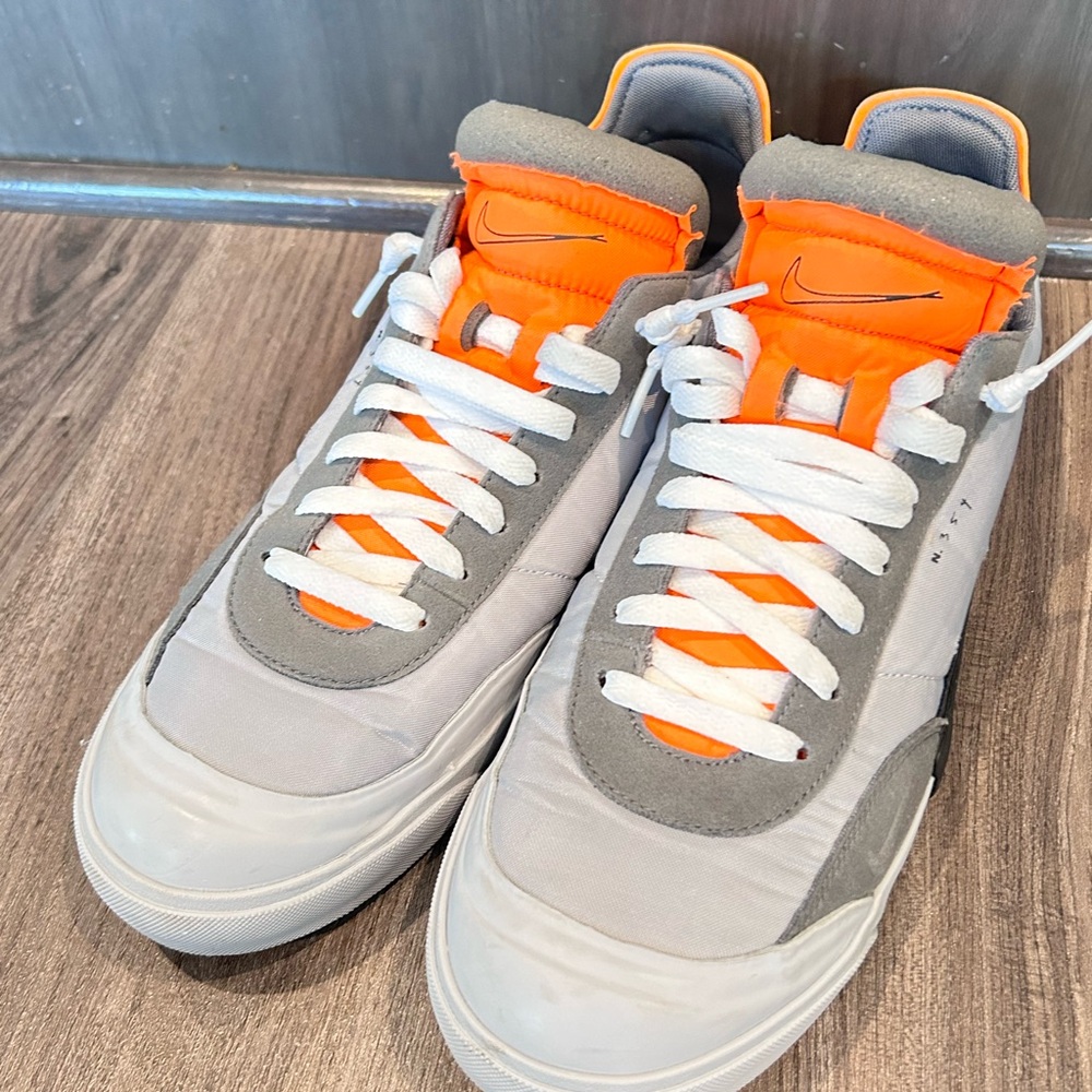 Nike Gray and Orange Mid-Top Sneakers